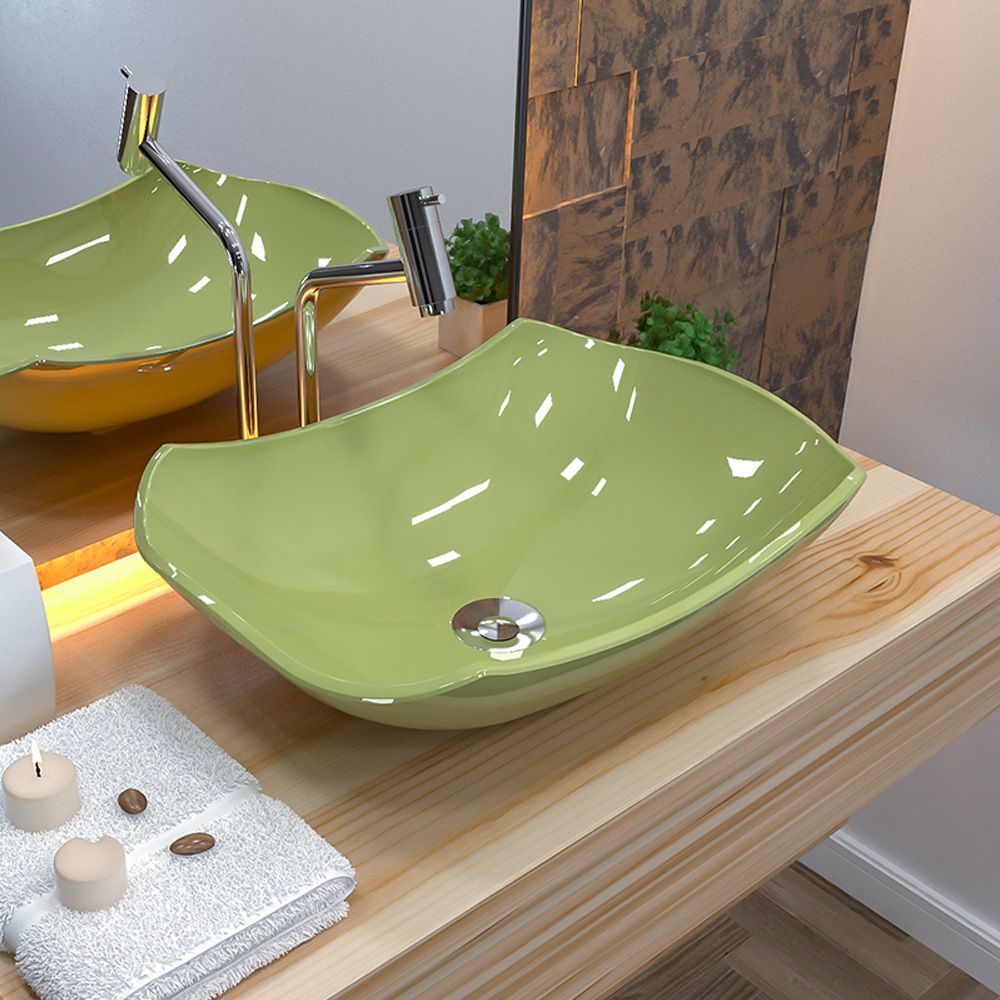 Cuba de Apoio Abaulada C01 Para Banheiro Lux L42 Verde Acqua - Lyam Decor