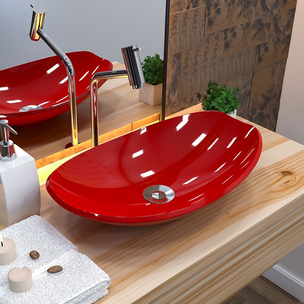 Cuba de Apoio Canoa C01 Para Banheiro Lux L45 Vermelho - Lyam Decor