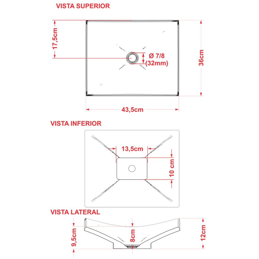 Cuba de Apoio Para Banheiro Lavabo C01 Folha F44 Branco - Lyam Decor