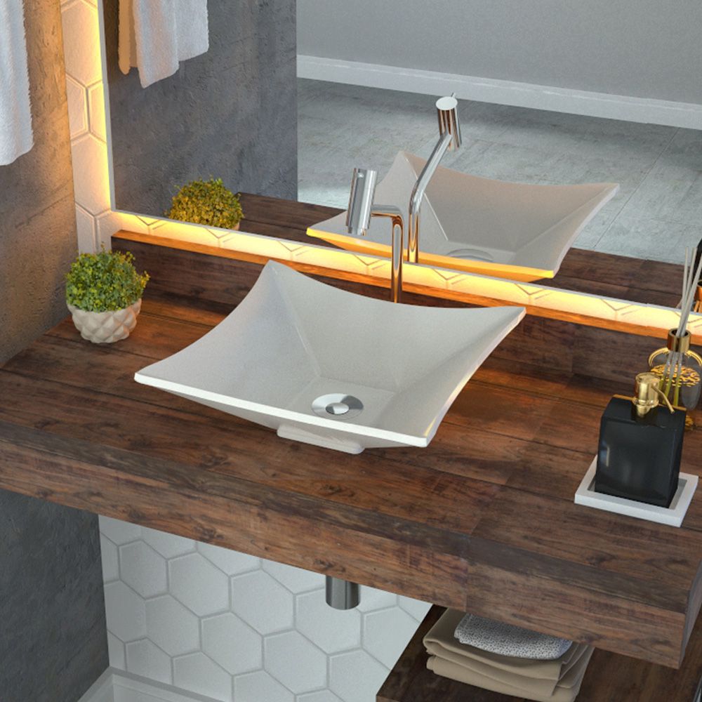 Cuba de Apoio Para Banheiro Quadrada C01 Lux L34 Bege - Lyam Decor