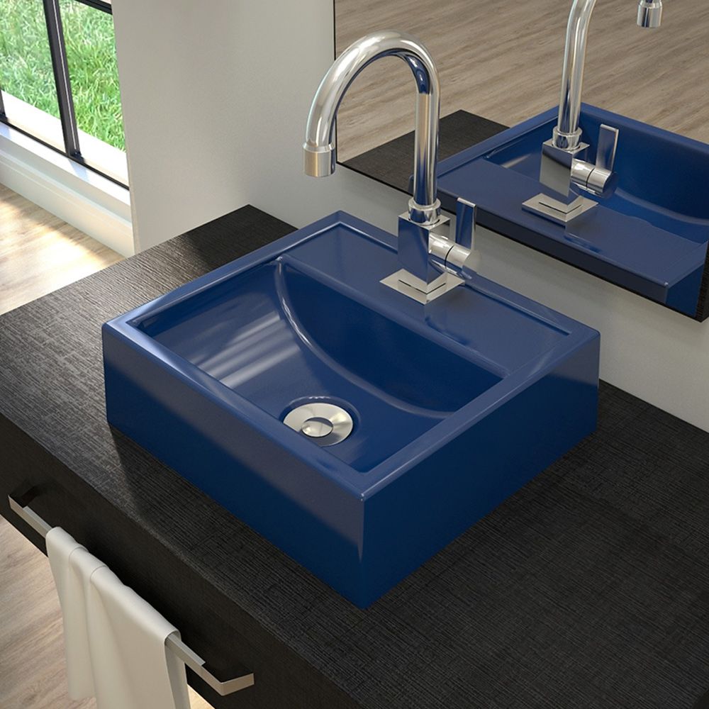 Cuba de Apoio Quadrada C01 Para Banheiro Q32W Azul Escuro - Lyam Decor