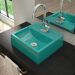 Cuba de Apoio Quadrada C01 Para Banheiro Q32W Azul Turquesa - Lyam Decor