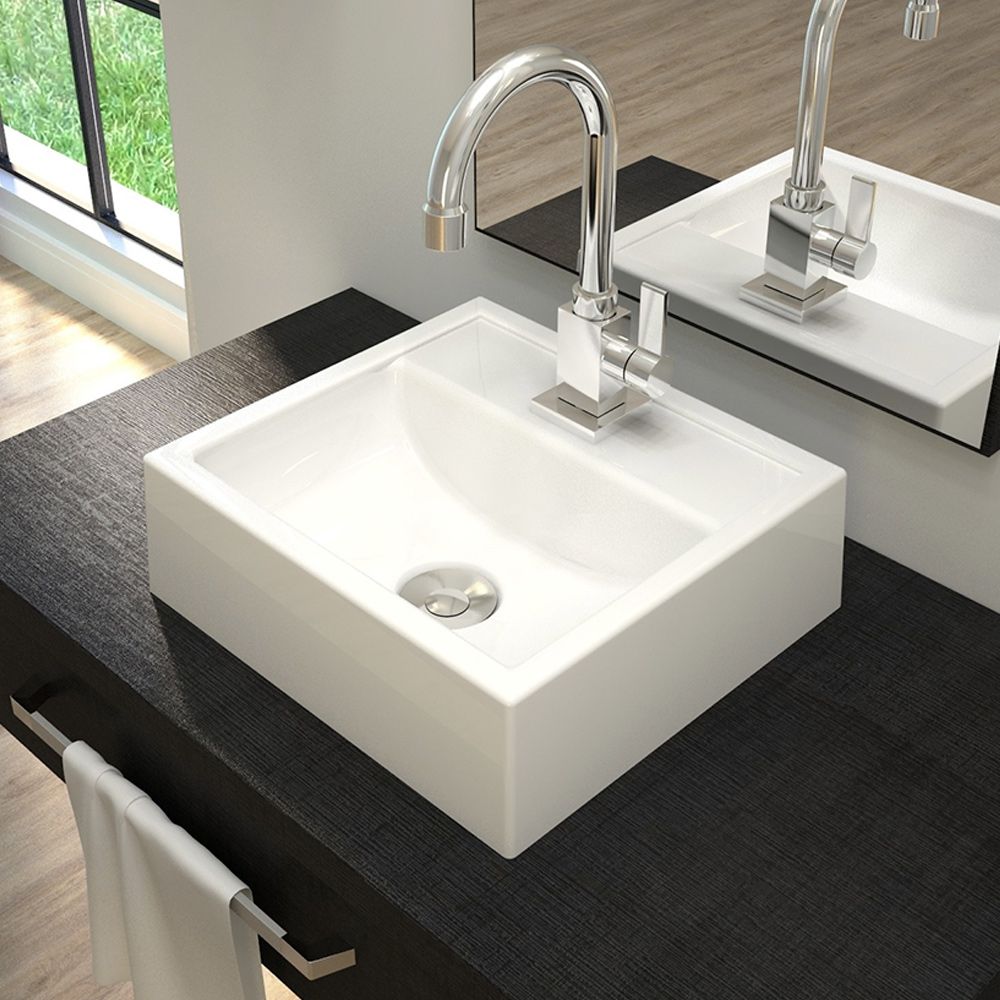 Cuba de Apoio Quadrada C01 Para Banheiro Q32W Branco - Lyam Decor
