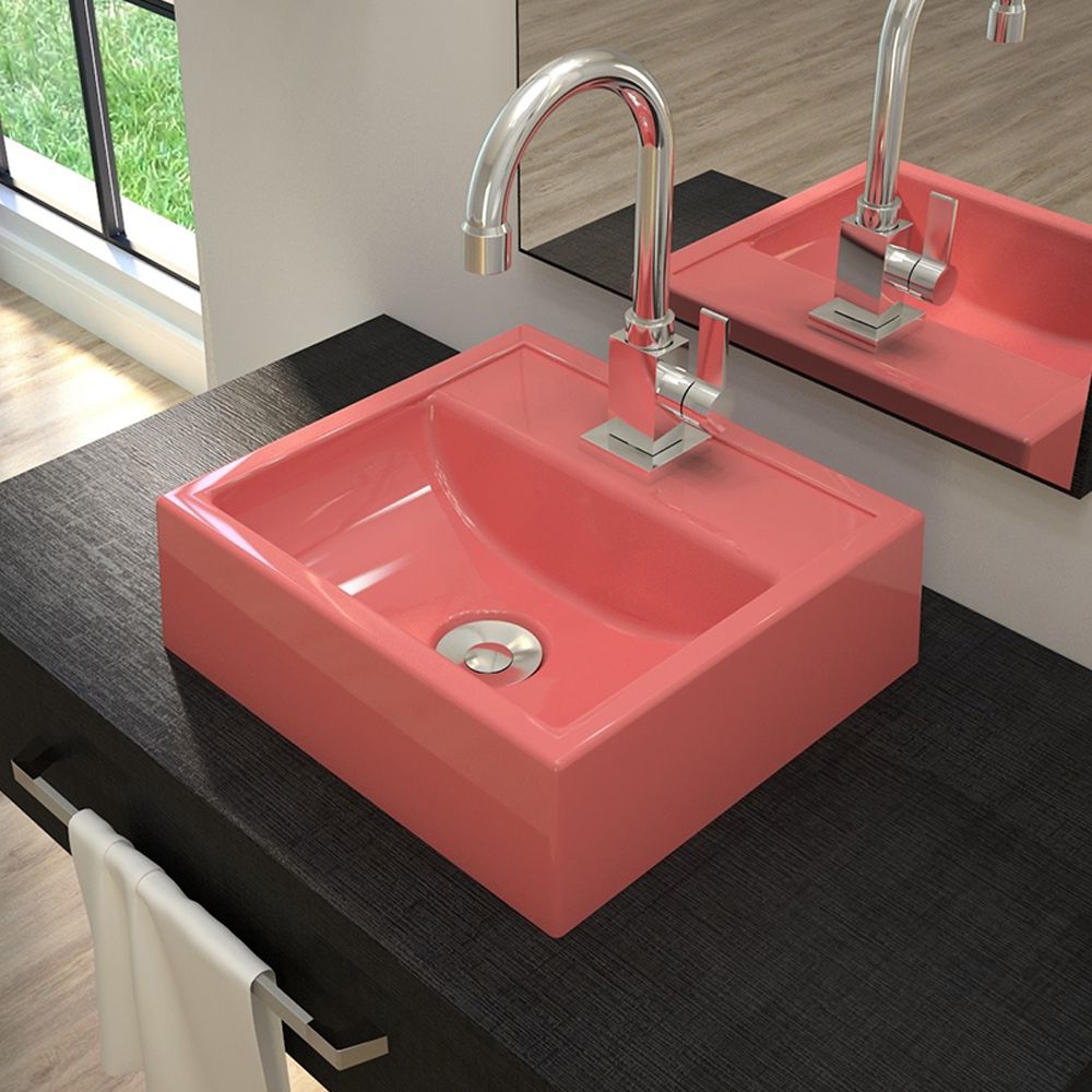 Cuba de Apoio Quadrada C01 Para Banheiro Q32W Rosa - Lyam Decor