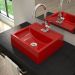 Cuba de Apoio Quadrada C01 Para Banheiro Q32W Vermelho - Lyam Decor