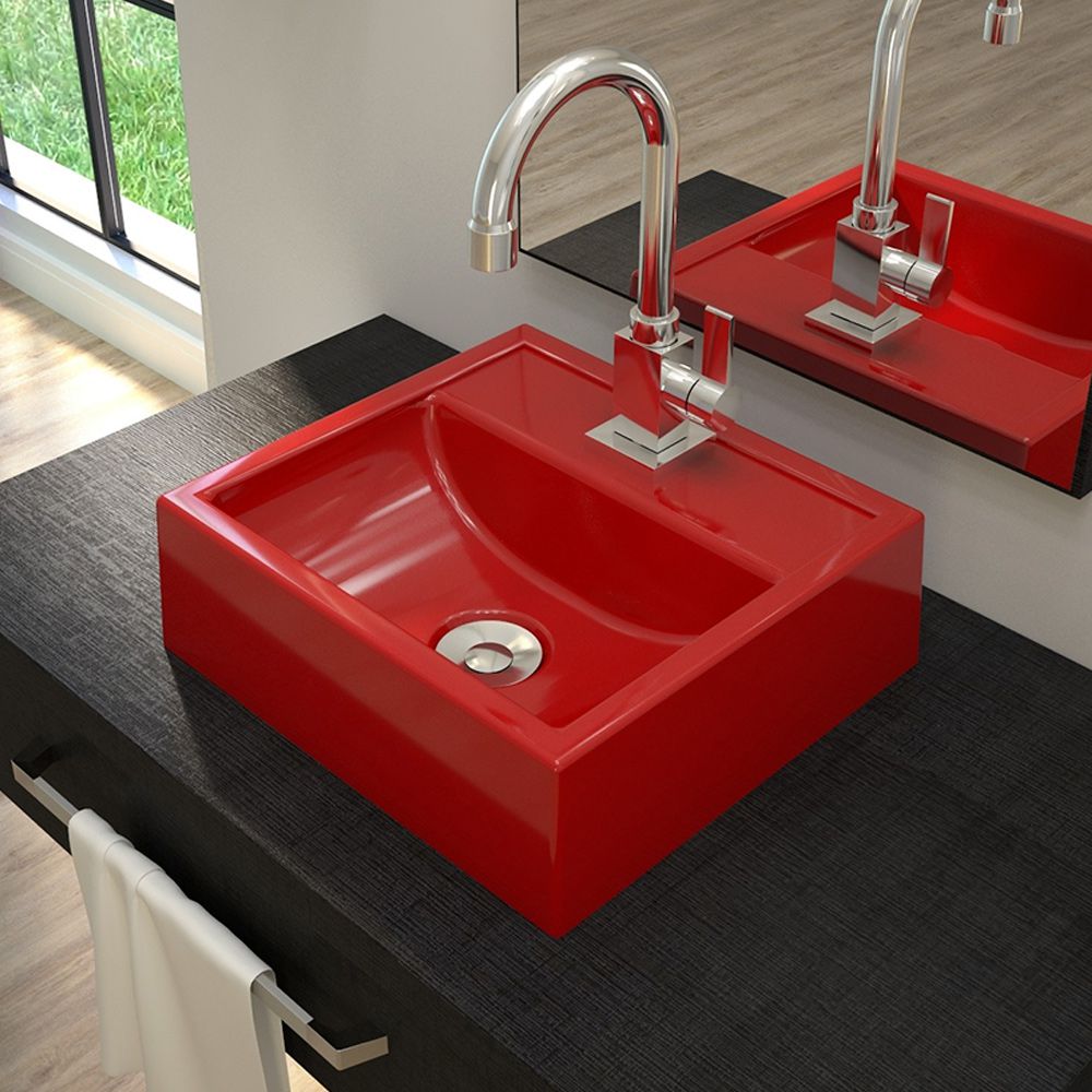 Cuba de Apoio Quadrada C01 Para Banheiro Q32W Vermelho - Lyam Decor