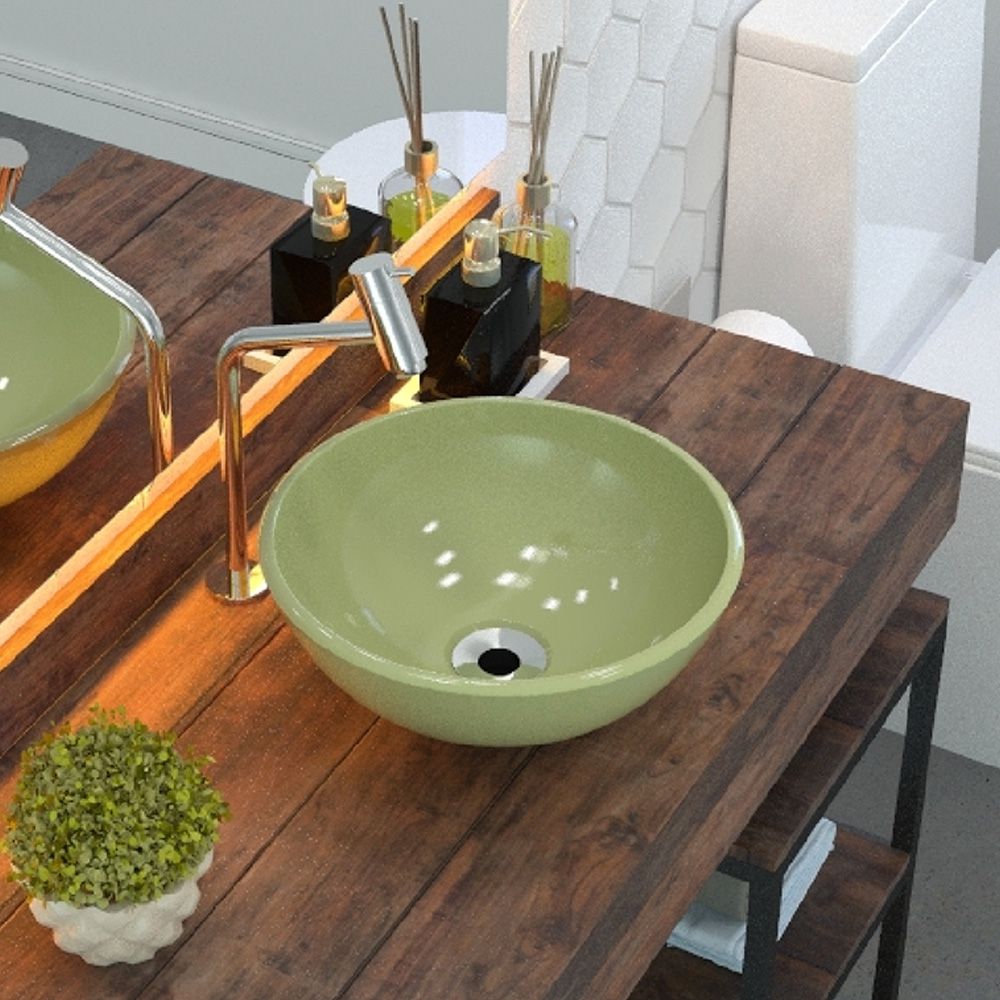 Cuba de Apoio Redonda C01 Para Banheiro R30W Verde Acqua - Lyam Decor