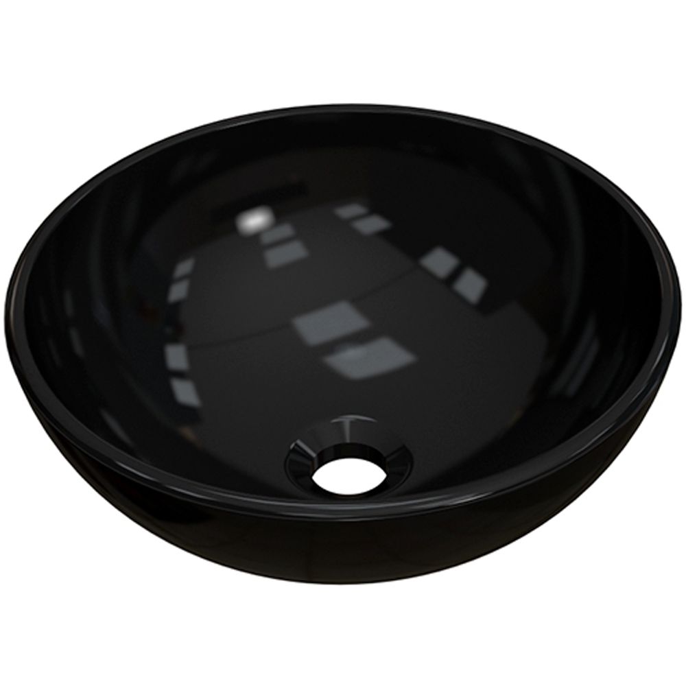 Cuba de Apoio Redonda C01 Para Banheiro R35W Preto Brilho - Lyam Decor