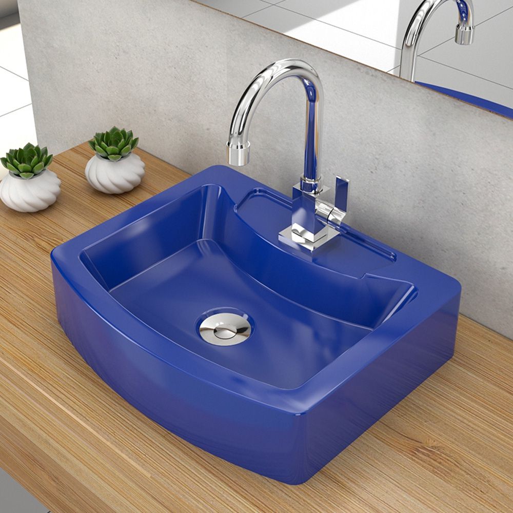 Cuba de Apoio Retangular C01 Para Banheiro RT41 Aria Azul Escuro - Lyam Decor