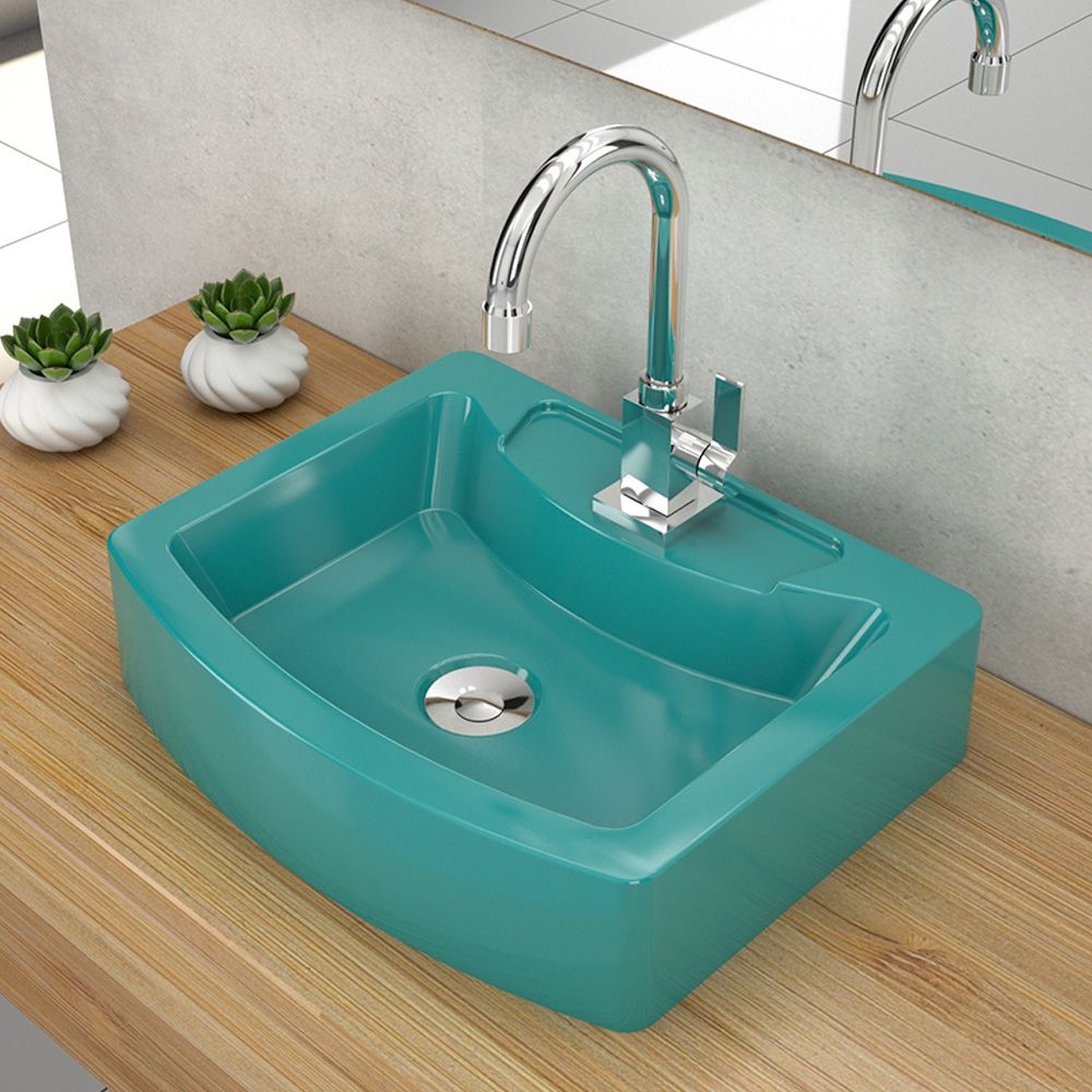 Cuba de Apoio Retangular C01 Para Banheiro RT41 Aria Azul Turquesa - Lyam Decor