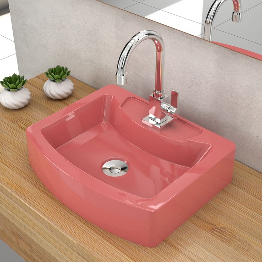 Cuba de Apoio Retangular C01 Para Banheiro RT41 Aria Rosa - Lyam Decor