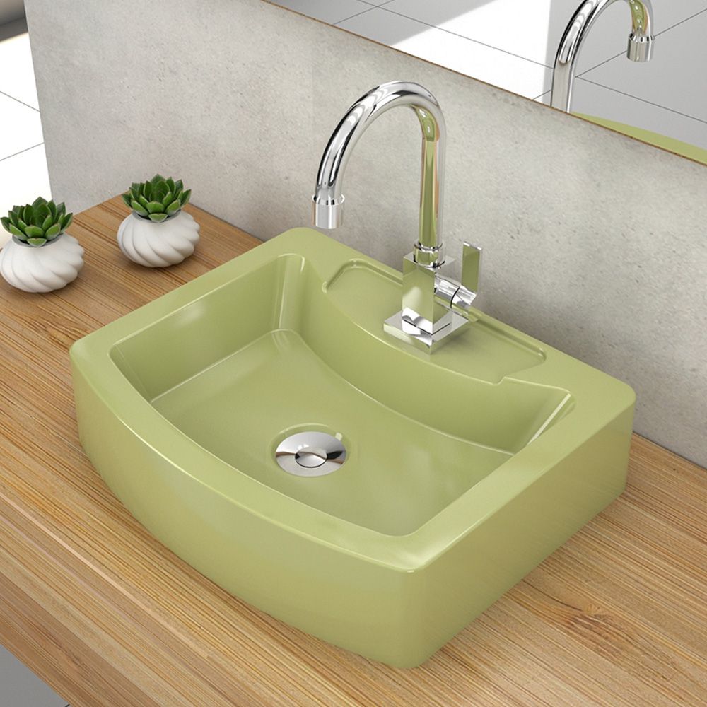Cuba de Apoio Retangular C01 Para Banheiro RT41 Aria Verde Acqua - Lyam Decor