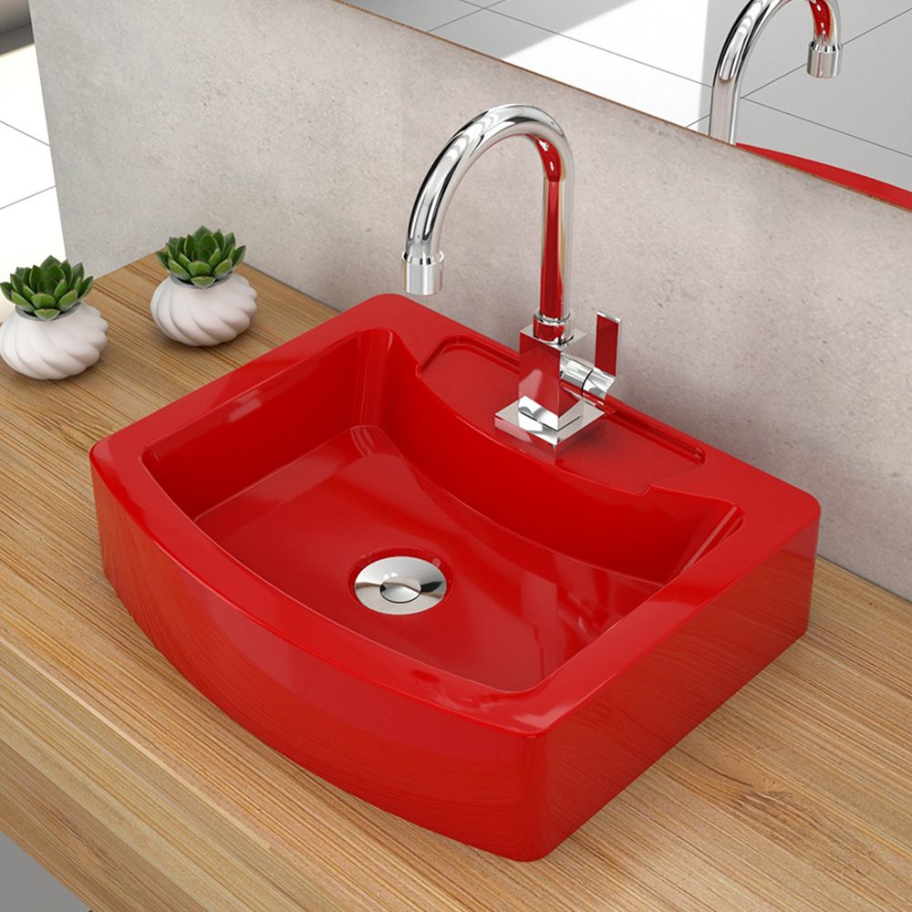 Cuba de Apoio Retangular C01 Para Banheiro RT41 Aria Vermelho - Lyam Decor