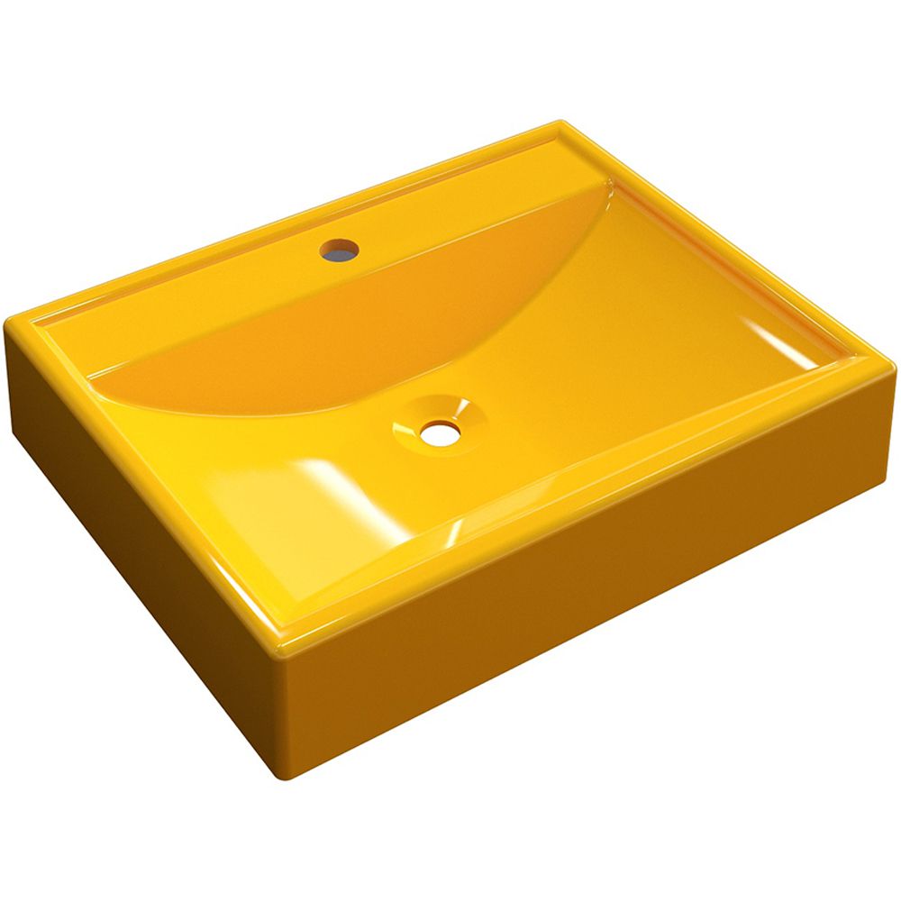 Cuba de Apoio Retangular C01 Para Banheiro RT49 Amarelo - Lyam Decor