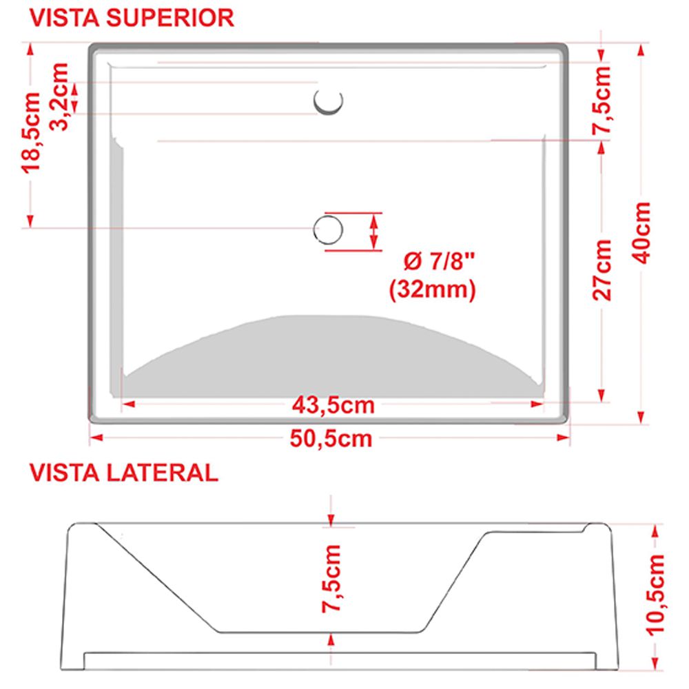 Cuba de Apoio Retangular C01 Para Banheiro RT49 Verde Acqua - Lyam Decor