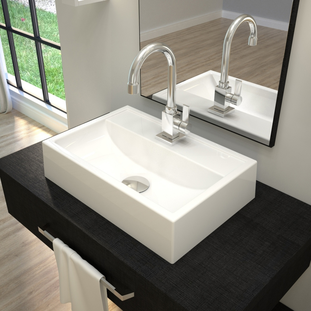Cuba de Apoio Retangular Para Banheiro Lavabo C01 Q450 Branco - Lyam Decor