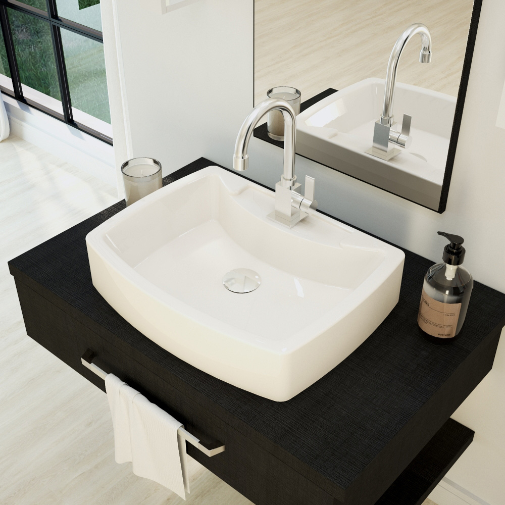Cuba de Apoio Retangular Para Banheiro Lavabo C01 RT50 Bege - Lyam Decor