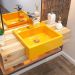 Cuba de Semi Encaixe Quadrada C01 Para Banheiro XQ395 Amarelo - Lyam Decor
