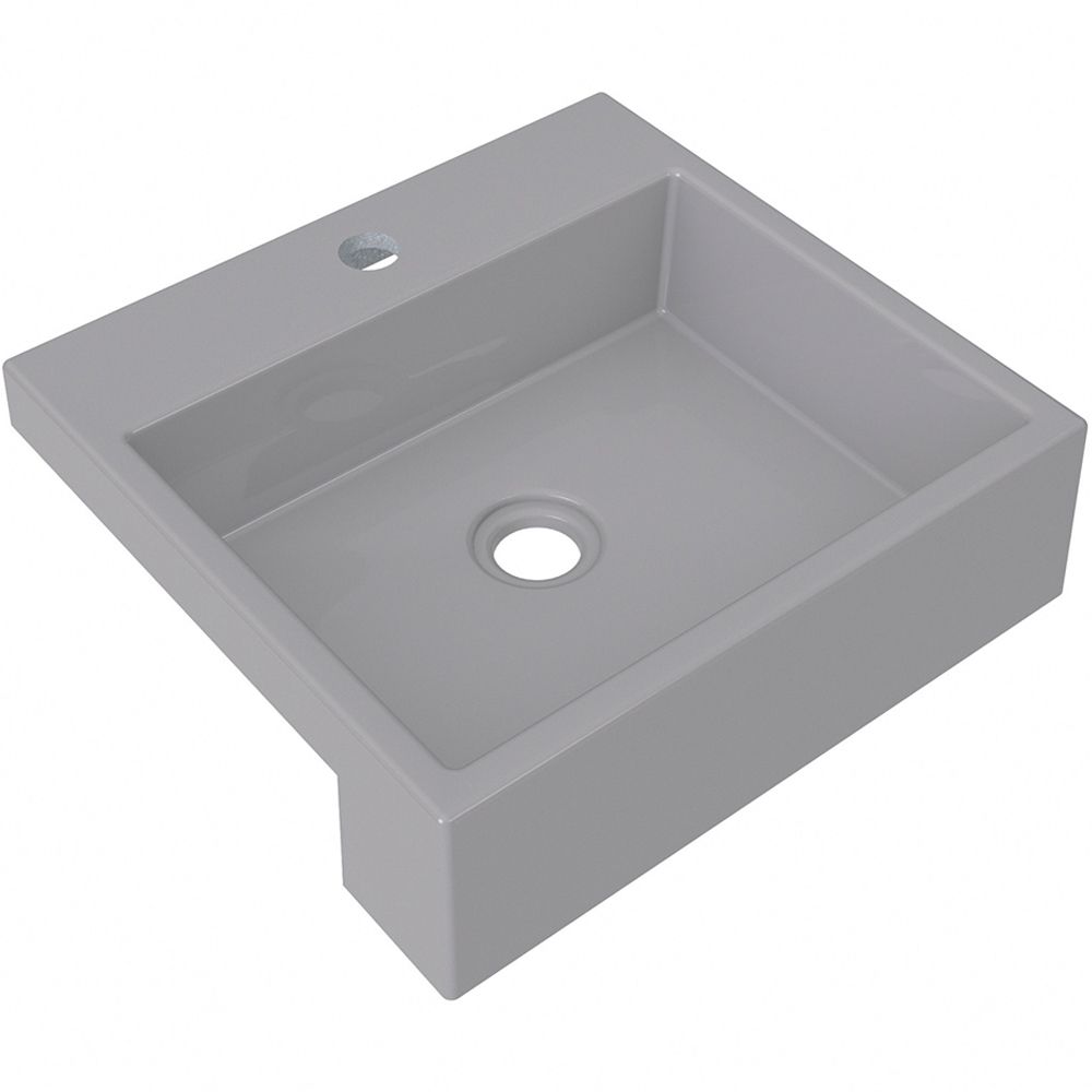 Cuba de Semi Encaixe Quadrada C01 Para Banheiro XQ395 Cinza - Lyam Decor