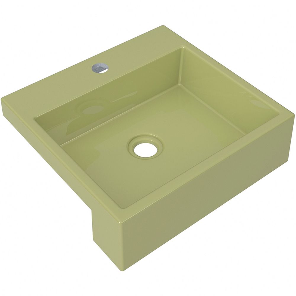 Cuba de Semi Encaixe Quadrada C01 Para Banheiro XQ395 Verde Acqua - Lyam Decor