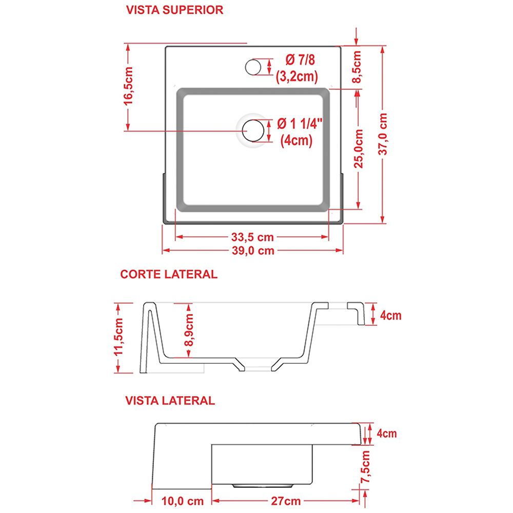Cuba de Semi Encaixe Quadrada C01 Para Banheiro XQ395 Verde Acqua - Lyam Decor