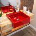 Cuba de Semi Encaixe Quadrada C01 Para Banheiro XQ395 Vermelho - Lyam Decor