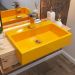 Cuba de Semi Encaixe Retangular C01 Para Banheiro XRT55 Amarelo - Lyam Decor