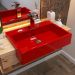 Cuba de Semi Encaixe Retangular C01 Para Banheiro XRT55 Vermelho - Lyam Decor