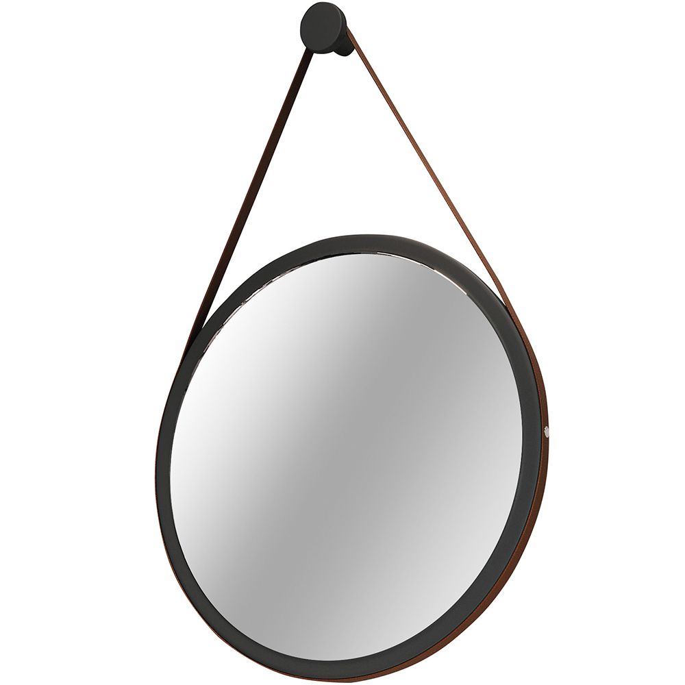 Espelho Decorativo Redondo 67cm com Alça Adnet B01 Escandinavo Preto - Lyam Decor
