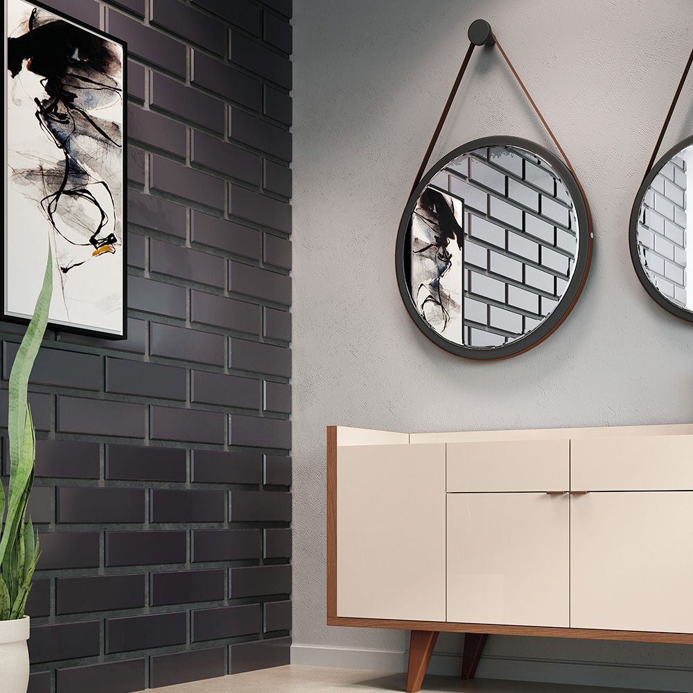 Espelho Decorativo Redondo 67cm com Alça Adnet B01 Escandinavo Preto - Lyam Decor