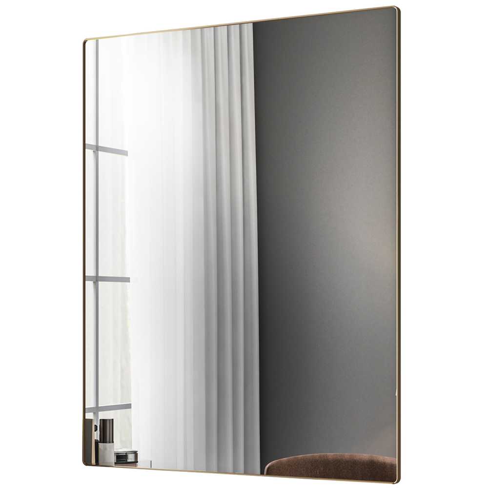 Espelho Decorativo Retangular com Moldura Aço Dourado D01 90x60 cm Ibiza  - Lyam Decor