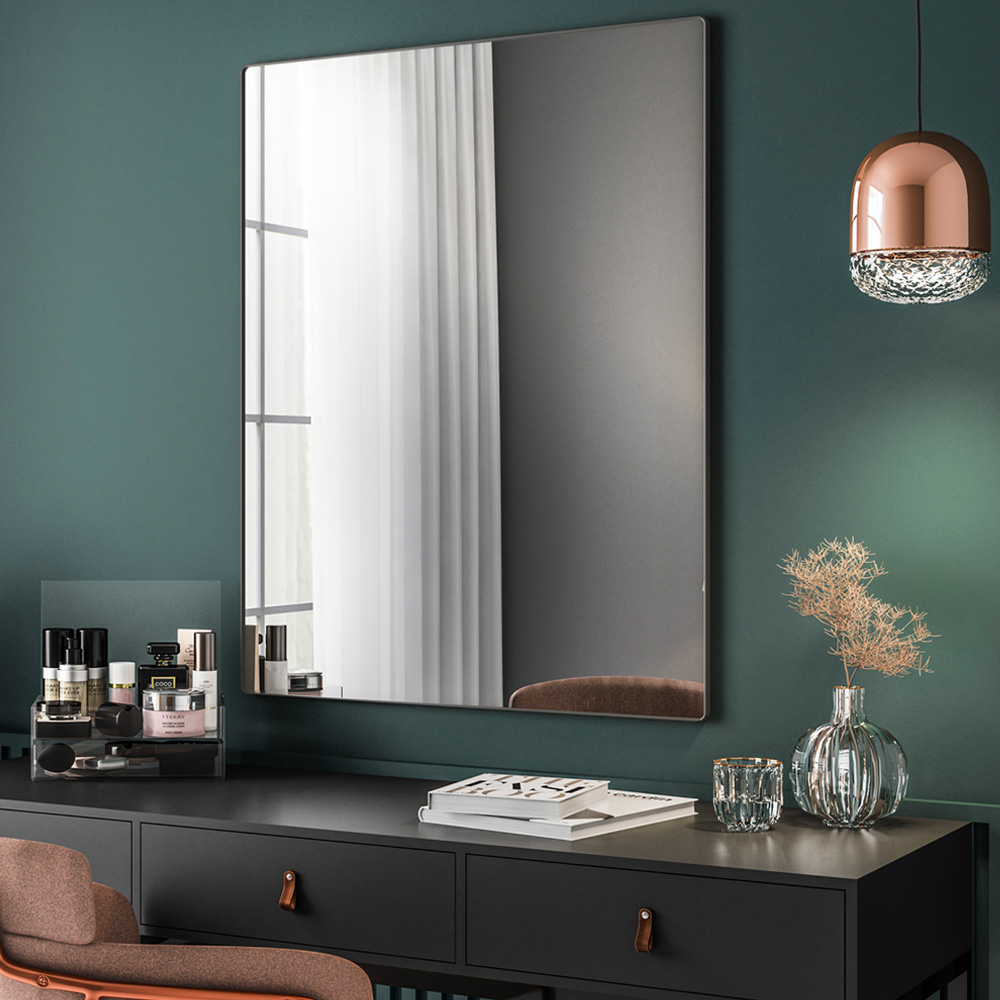 Espelho Decorativo Retangular com Moldura Aço Preto D01 90x60 cm Ibiza  - Lyam Decor
