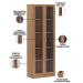 Estante Escritório Home Office 2 Portas De Vidro 4 Prateleiras Cannes 171cm T01 Amêndoa - Lyam Decor