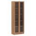 Estante Escritório Home Office 2 Portas De Vidro 4 Prateleiras Cannes 171cm T01 Amêndoa - Lyam Decor
