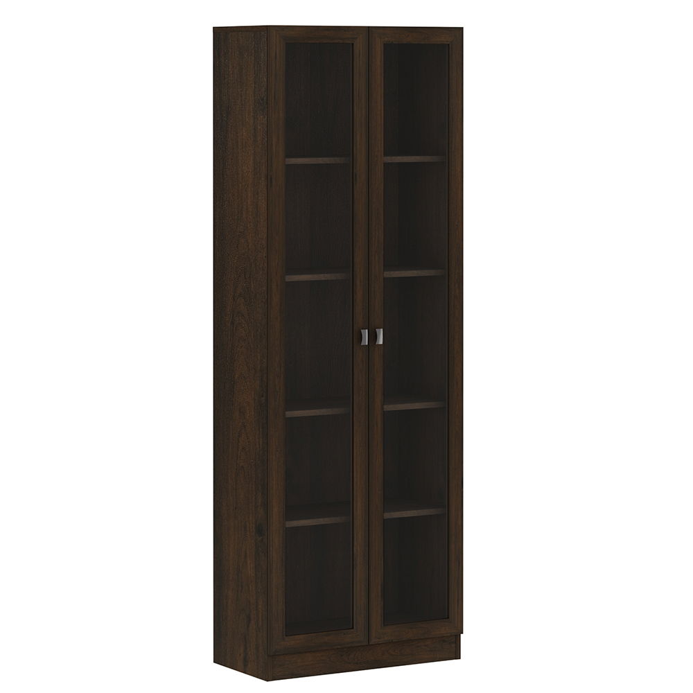 Estante Escritório Home Office 2 Portas De Vidro 4 Prateleiras Cannes 171cm T01 Rústico - Lyam Decor