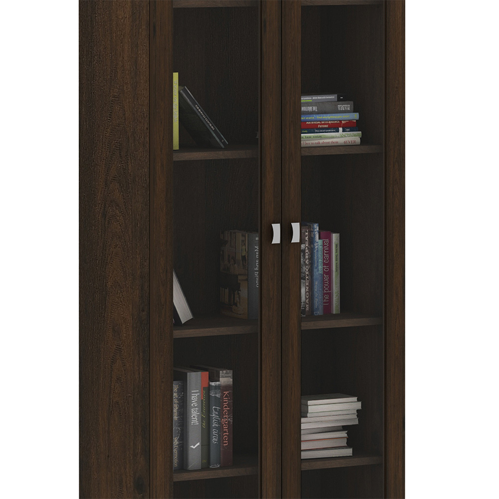 Estante Escritório Home Office 2 Portas De Vidro 4 Prateleiras Cannes 171cm T01 Rústico - Lyam Decor