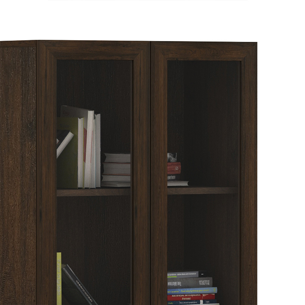 Estante Escritório Home Office 2 Portas De Vidro 4 Prateleiras Cannes 171cm T01 Rústico - Lyam Decor