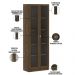 Estante Escritório Home Office 2 Portas De Vidro 4 Prateleiras Cannes 171x59 T01 Nogal - Lyam Decor
