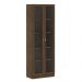 Estante Escritório Home Office 2 Portas De Vidro 4 Prateleiras Cannes 171x59 T01 Nogal - Lyam Decor
