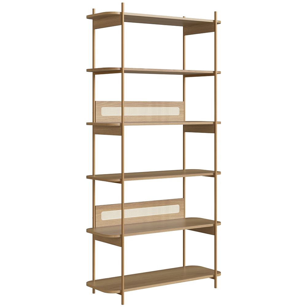 Estante Livreiro Multiuso 6 Prateleiras Industrial Indy A03 Hanover Dourado - Lyam Decor