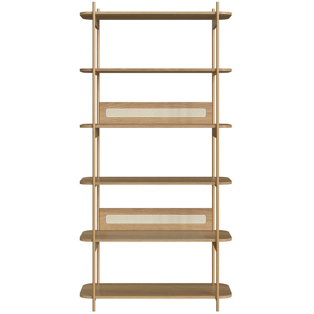 Estante Livreiro Multiuso 6 Prateleiras Industrial Indy A03 Hanover Dourado - Lyam Decor