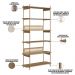 Estante Livreiro Multiuso 6 Prateleiras Industrial Indy A03 Hanover Dourado - Lyam Decor