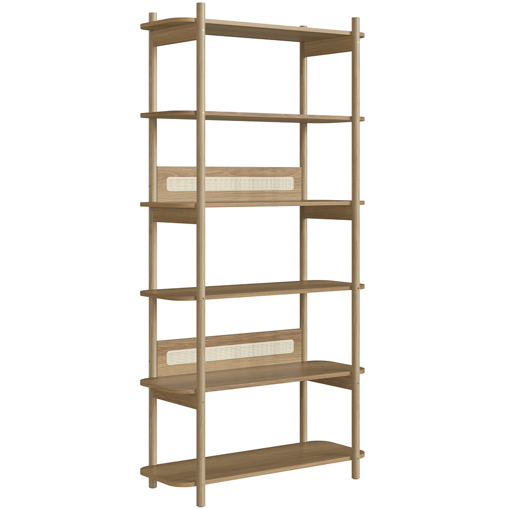 Estante Livreiro Multiuso 6 Prateleiras Pés Madeira Moss A03 Hanover Roble - Lyam Decor