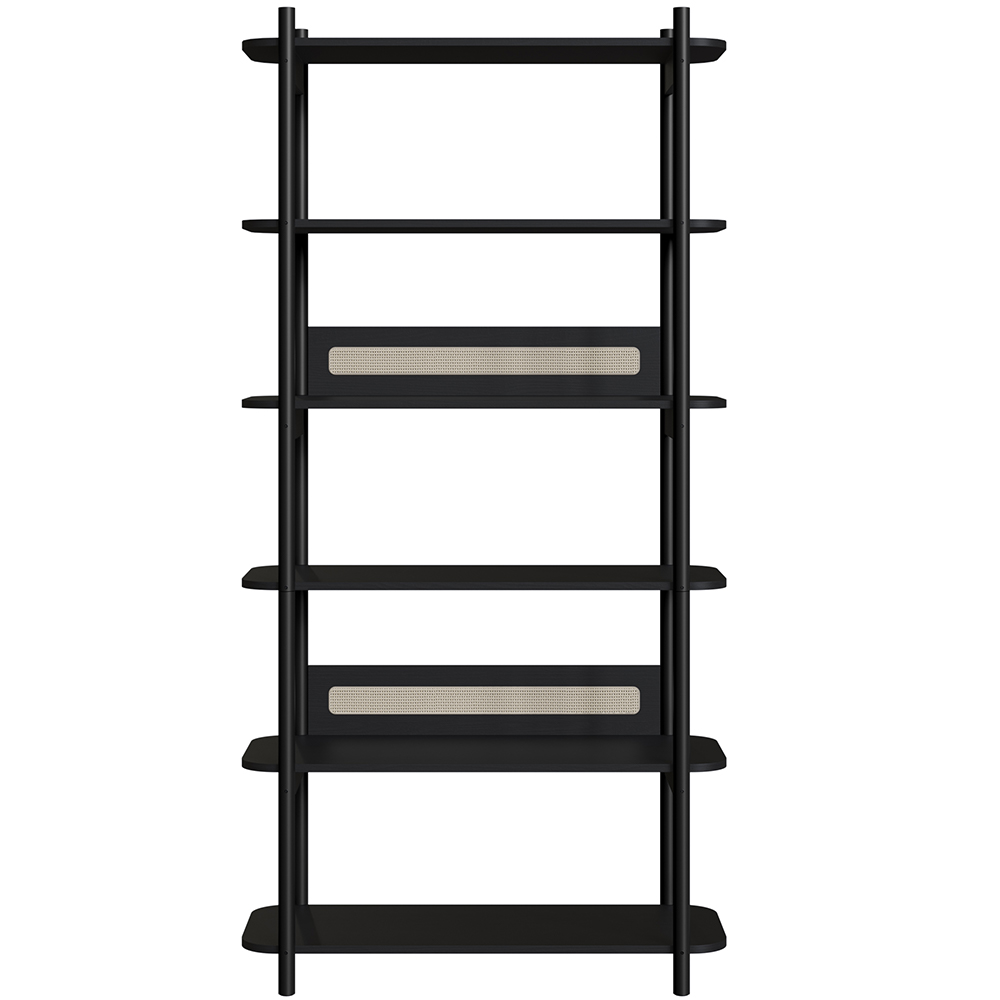Estante Livreiro Multiuso 6 Prateleiras Pés Madeira Moss A03 Nero Preto - Lyam Decor