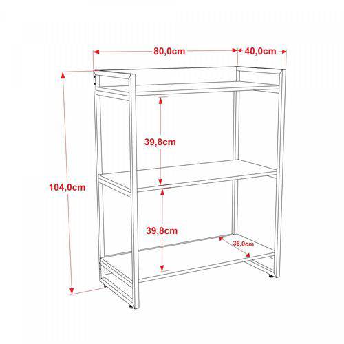 Estante Multiuso 3 Prateleiras Escritório Estilo Industrial Form C01 104x80 cm Nogal - Lyam Decor