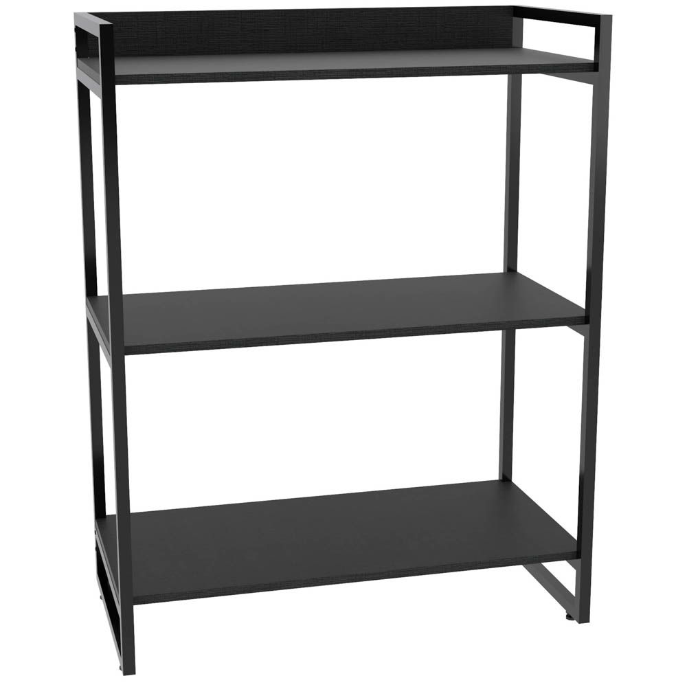 Estante Multiuso 3 Prateleiras Escritório Estilo Industrial Form C01 104x80 cm Preto Onix - Lyam Decor