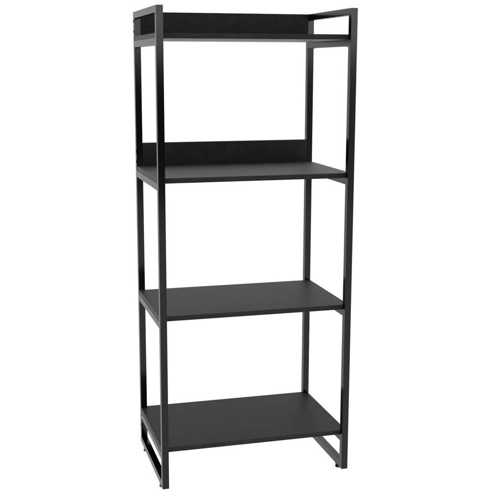 Estante Multiuso 4 Prateleiras Escritório Estilo Industrial Form C01 146x60 cm Preto Onix - Lyam Decor