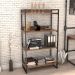 Estante Multiuso 4 Prateleiras Escritório Estilo Industrial Form C01 146x80 cm Nogal - Lyam Decor