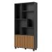 Estante Multiuso Com 02 Portas Ripadas 07 Nichos Novara 192x94cm D03 Freijó Preto Fosco - Lyam Decor