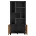 Estante Multiuso Com 02 Portas Ripadas 07 Nichos Novara 192x94cm D03 Freijó Preto Fosco - Lyam Decor
